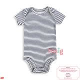  [0-18m] Bodysuit Tay Ngắn Bé Trai Cter50 - Trắng Sọc Navy 