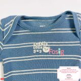  [ 4-5.5kg; 0-3M] Bodysuit Tay Ngắn Bé Trai Cter50 - Sọc Xanh Xám Gấu 