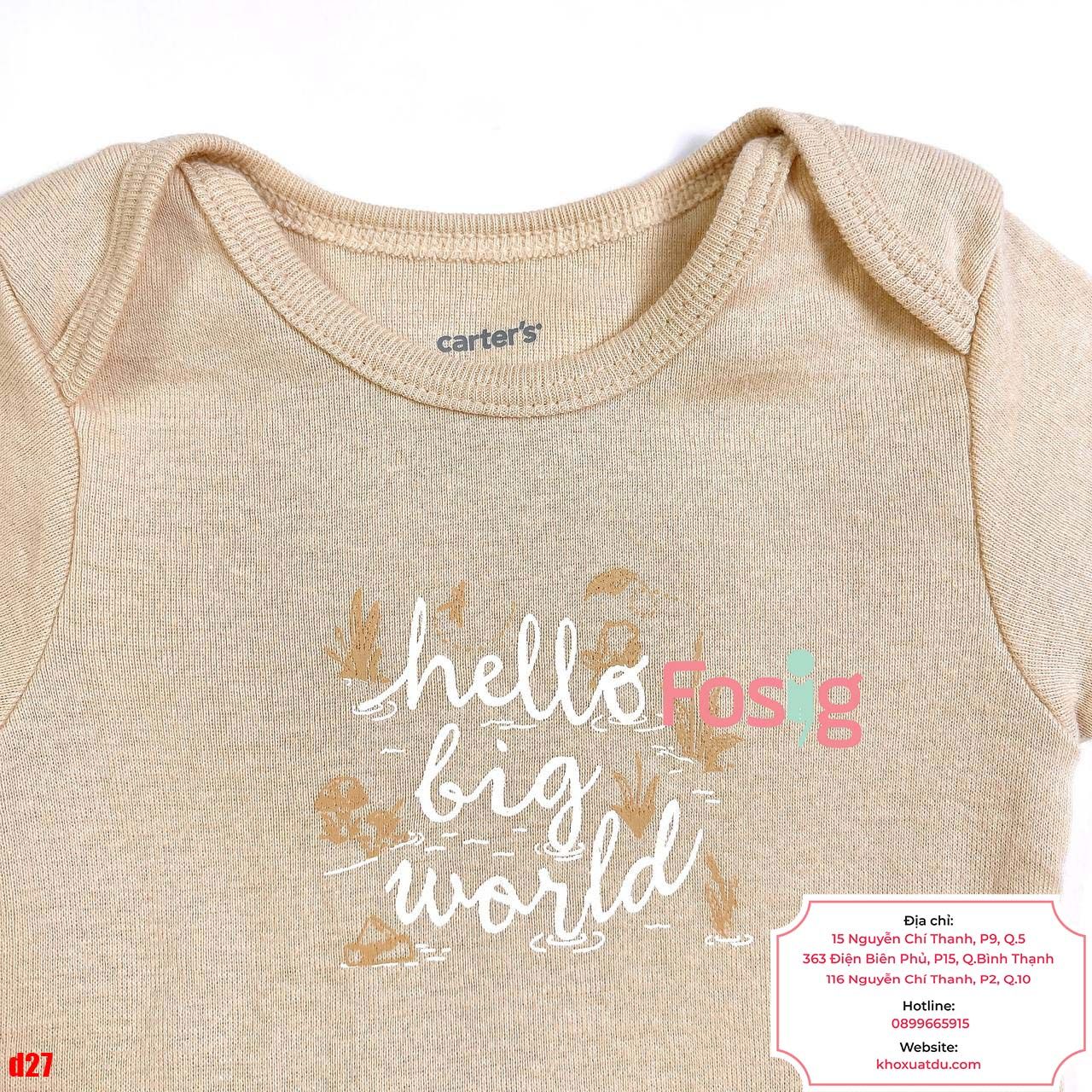  [0-24m] Bodysuit Tay Ngắn Bé Trai Cter50 - Nâu Hello 