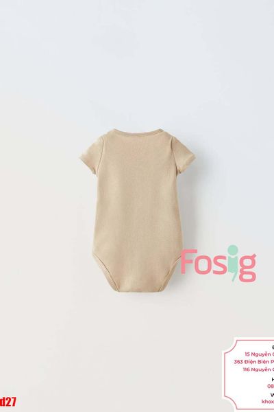  [9-12m] Bodysuit Tay Ngắn Bé Trai Cter50 - Nâu Nhạt Trơn 