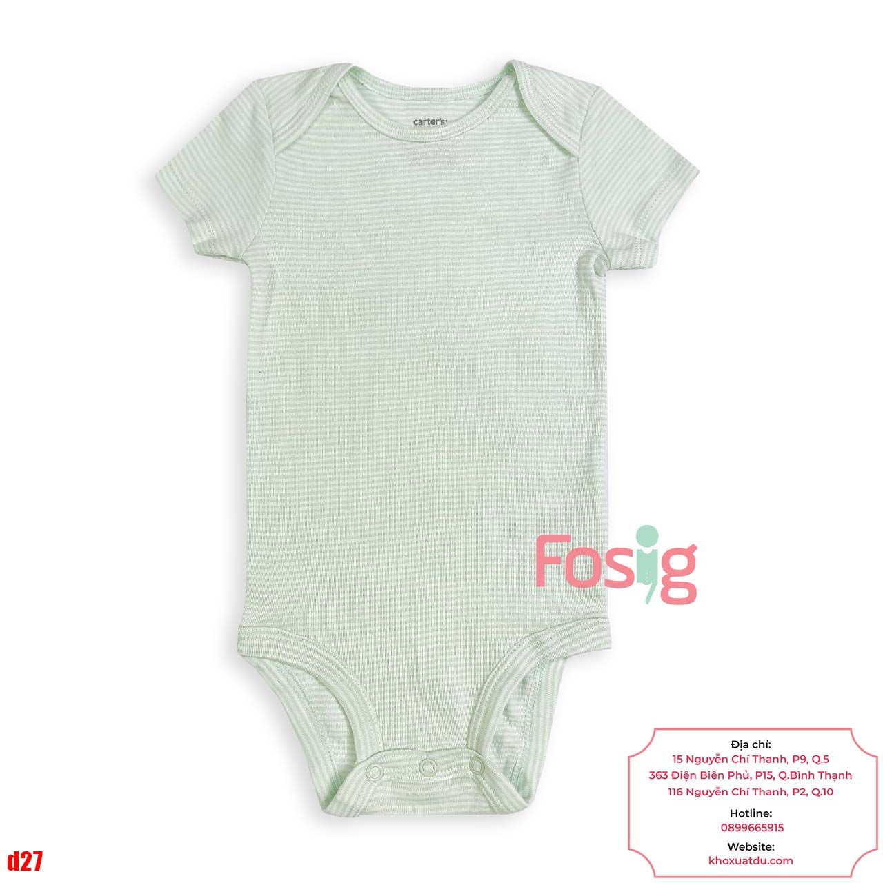  [5-9kg] Bodysuit Tay Ngắn Bé Trai Cter50 - Sọc Xanh Ngọc Nhỏ 