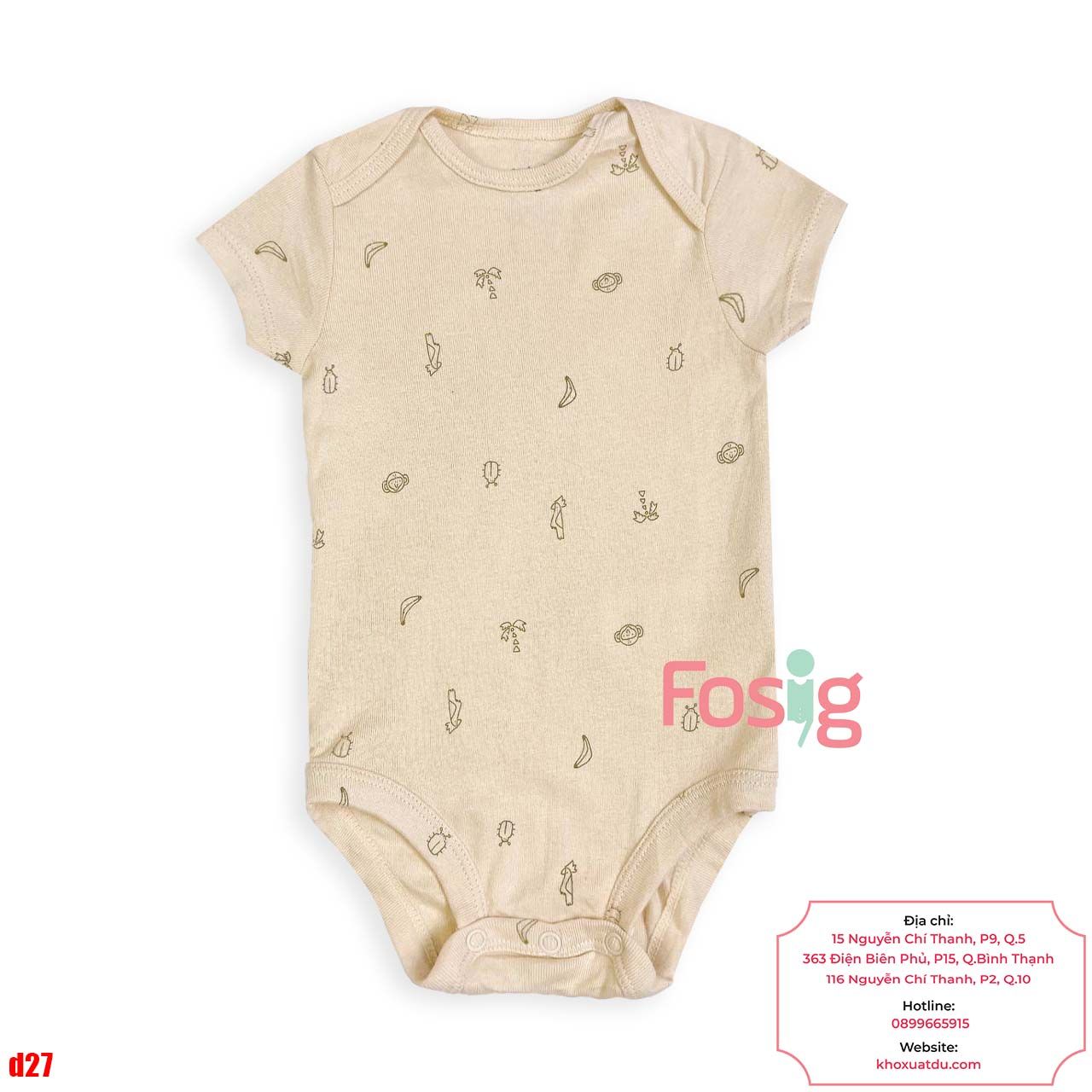  [12m-24m] Bodysuit Tay Ngắn Bé Trai Cter50 - Nâu Bọ Nhỏ 