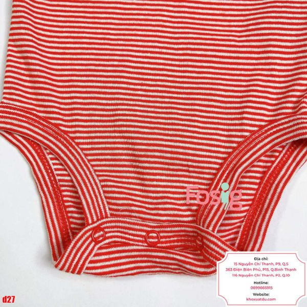  [0-24m] Bodysuit Tay Ngắn Bé Trai Cter50 - Sọc Đỏ Nhỏ 