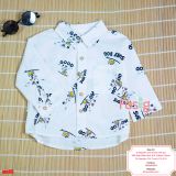  [17-19kg] Áo Sơ Mi Tay Dài Bé Trai - Trắng Chó Snoopy 
