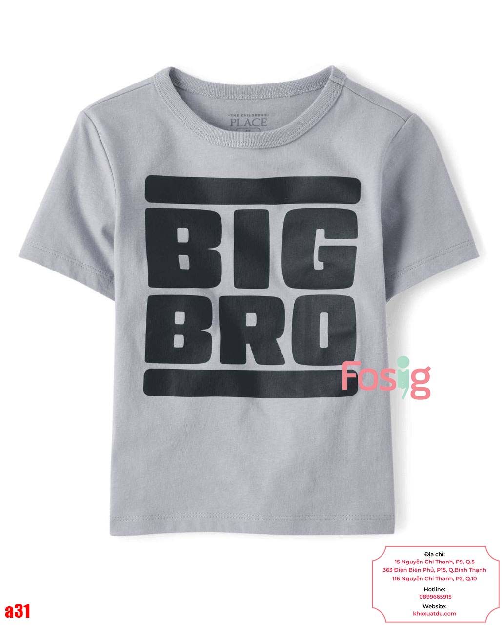  [10-13kg] Áo Thun Tay Ngắn Bé Trai PL - Xám Big Bro 