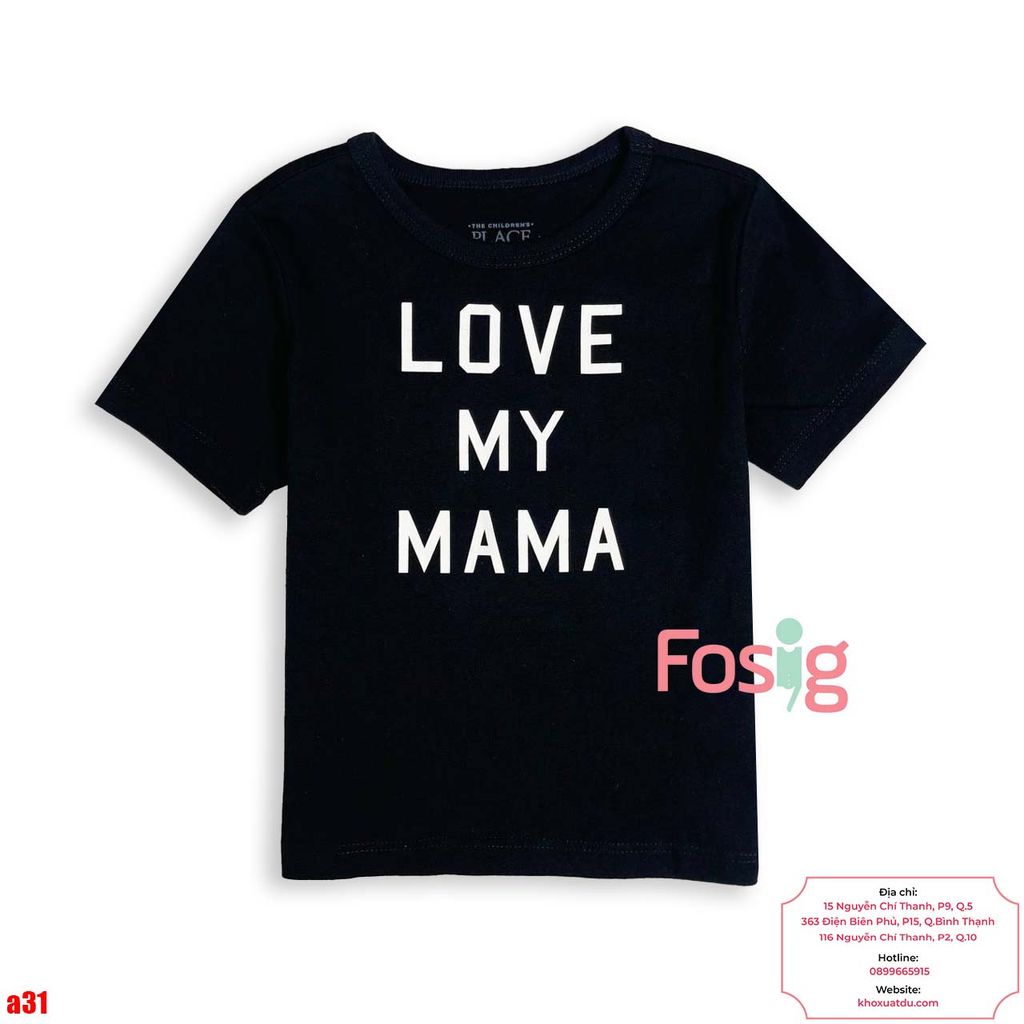  [12-15kg] Áo Thun Tay Ngắn Bé Trai PL - Đen Love My Mama 