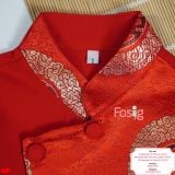  [13-14kg] Áo Dài Bé Trai - Đỏ Hoa Văn Vàng Đen 