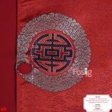  [13-14kg] Áo Dài Bé Trai - Đỏ Hoa Văn Vàng Đen 