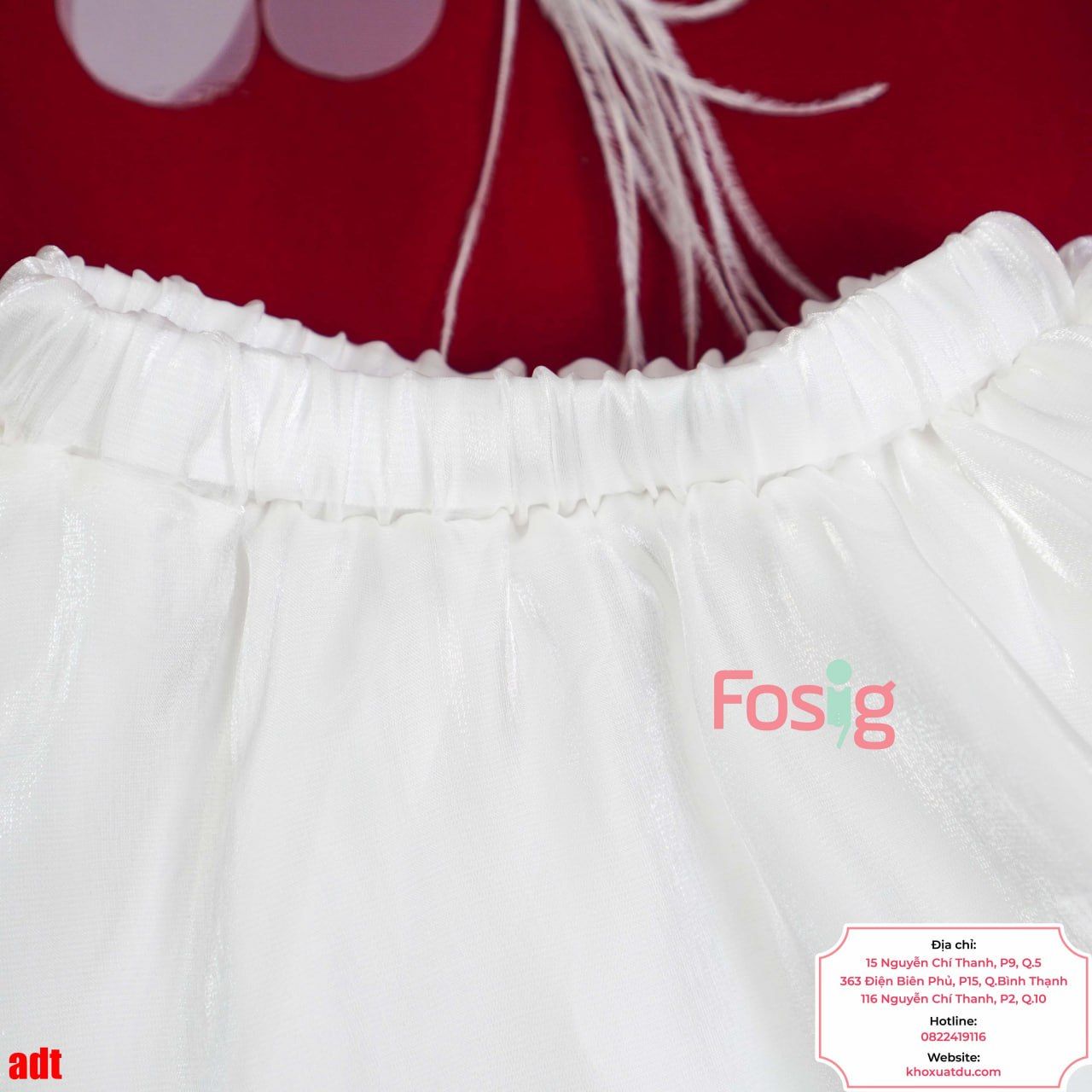  [8-9kg; 18-19kg; 25-35kg ] Set Áo Dài Nhung Chân Váy Bé Gái - Đỏ Phượng Cườm 