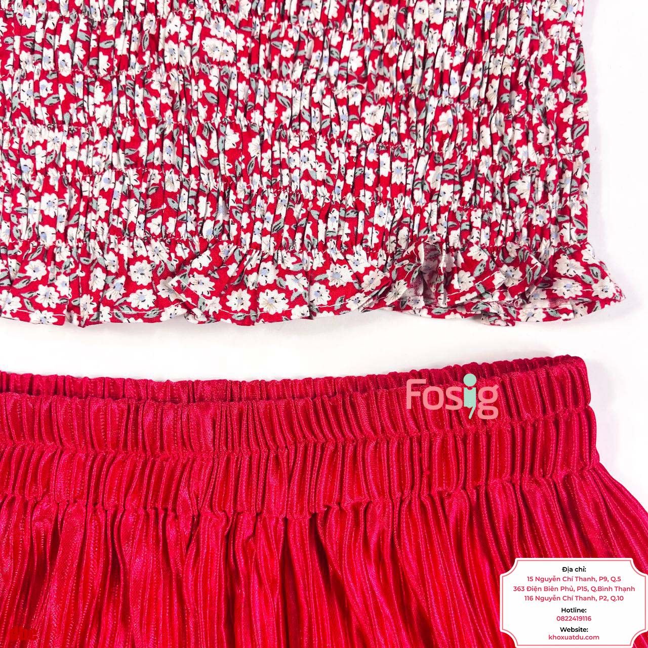  [14-36kg] Set Bộ Áo 2 Dây Kèm Chân Váy Cho Bé - Đỏ Hoa Trắng 