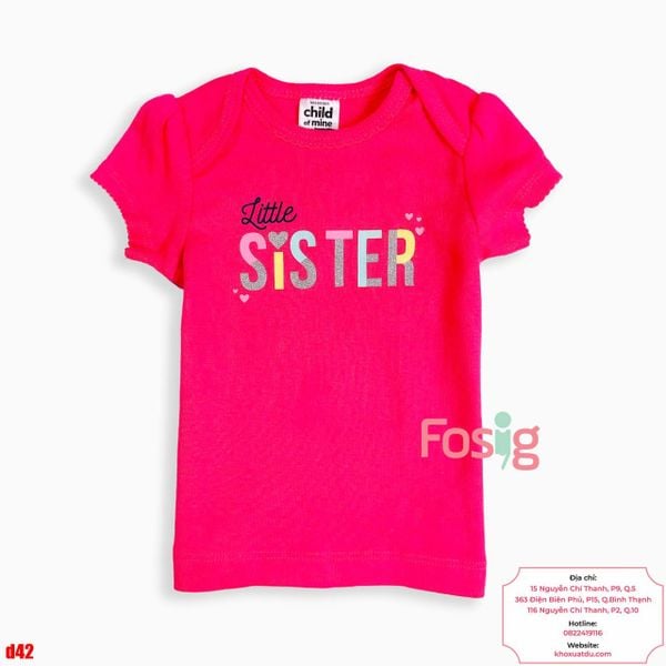  [3-6m] Áo Thun Tay Ngắn Bé Gái Cter - Hồng Sister 
