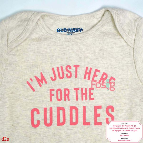  [0-24m] Bodysuit Tay Ngắn Bé Gái ON - Kem Xám Cuddles 