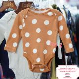  [0-3m; 12-18m] Bodysuit Tay Dài Bé Gái ON - Nâu Chấm Trắng 