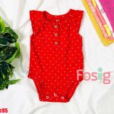  [0-3m; 12m-24m] Bodysuit Cánh Tiên Bé Gái Cter50 - Đỏ Chấm Cúc Nâu 