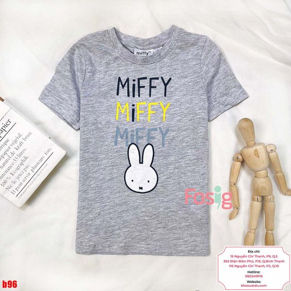  [14-15kg] Áo Thun Tay Ngắn Bé Trai Miffy - Xám Miffy 