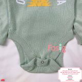  [0-3m] Bodysuit Tay Dài Bé Trai ON - Xanh Ngọc Xám ON 