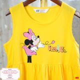  [23-30kg] Đầm Thun Cotton Sát Nách HM Bé Gái - Vàng Minnie 