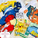  [7-17kg] Set Đồ Bộ Ngắn Thun Lạnh Bé Trai - Vàng Pikachu 