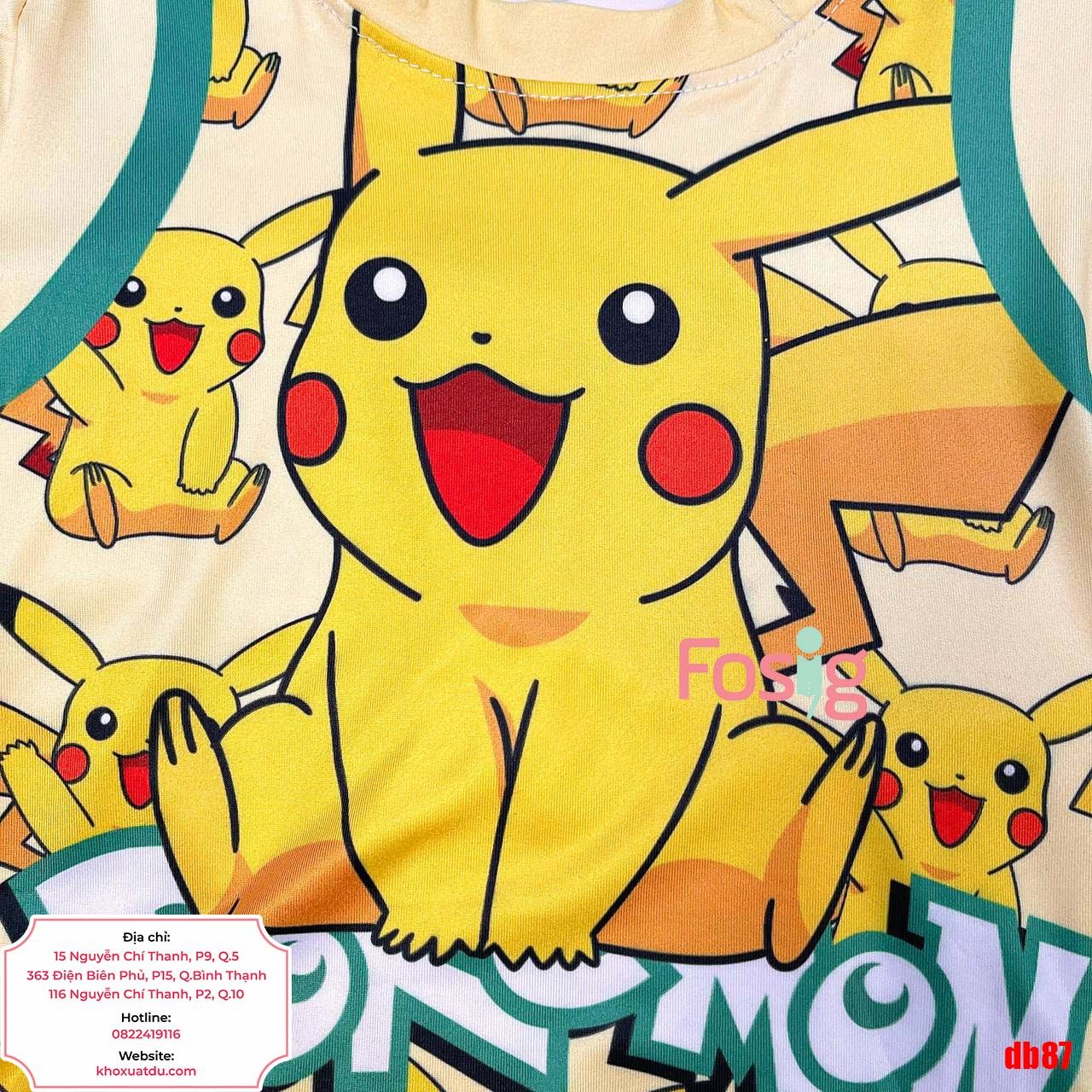  [7-17kg] Set Đồ Bộ Ngắn Thun Lạnh Bé Trai - Vàng Pikachu 