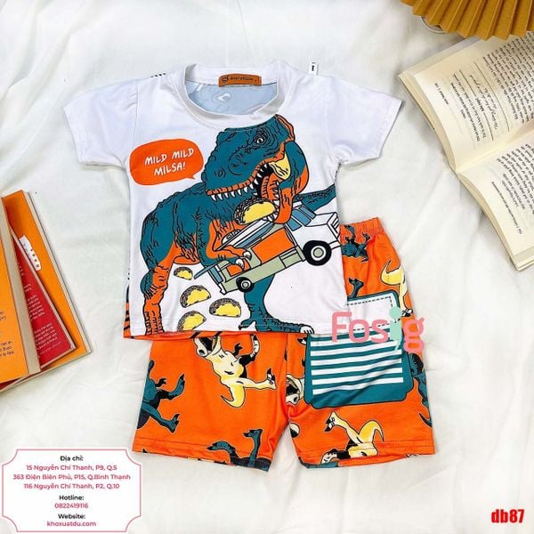  7-11kg; 16-17kg Set Đồ Bộ Ngắn Thun Lạnh Bé Trai - Trắng KL 