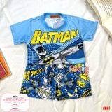  [7-17kg] Set Đồ Bộ Ngắn Thun Lạnh Bé Trai - Xanh Batman 