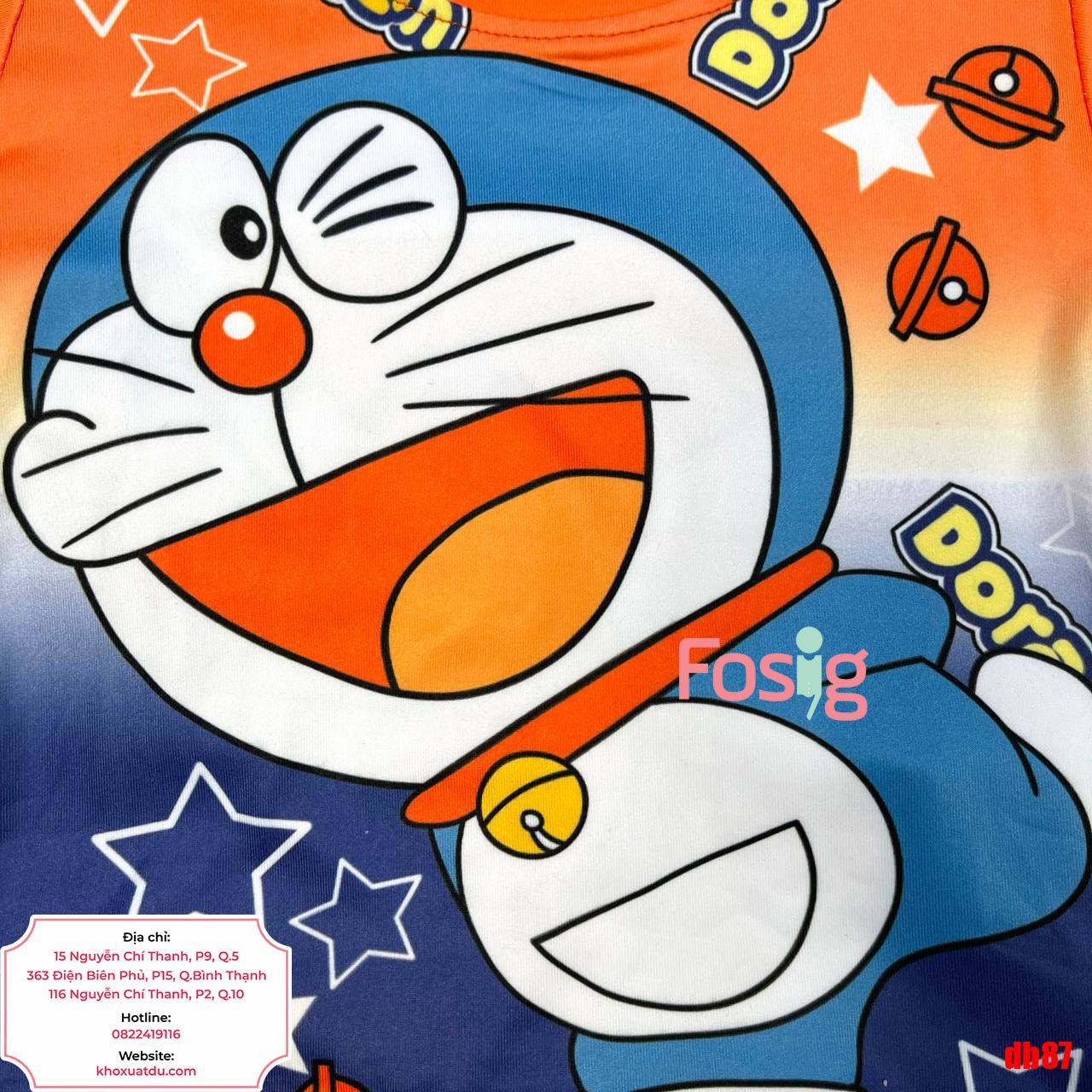  [7-17kg] Set Đồ Bộ Ngắn Thun Lạnh Bé Trai - Cam Doraemon 