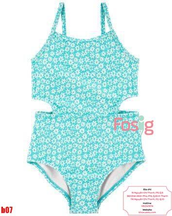  [14-15kg] Đồ Bơi Oskos Bé Gái - Xanh Ngọc Hoa Trắng 