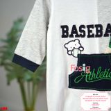  [6m] Sleepsuit Có Vớ Bé Trai - Trắng Xám Baseball 