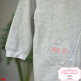  [6m] Sleepsuit Có Vớ Bé Gái - Trắng Xám Nơ Chấm 