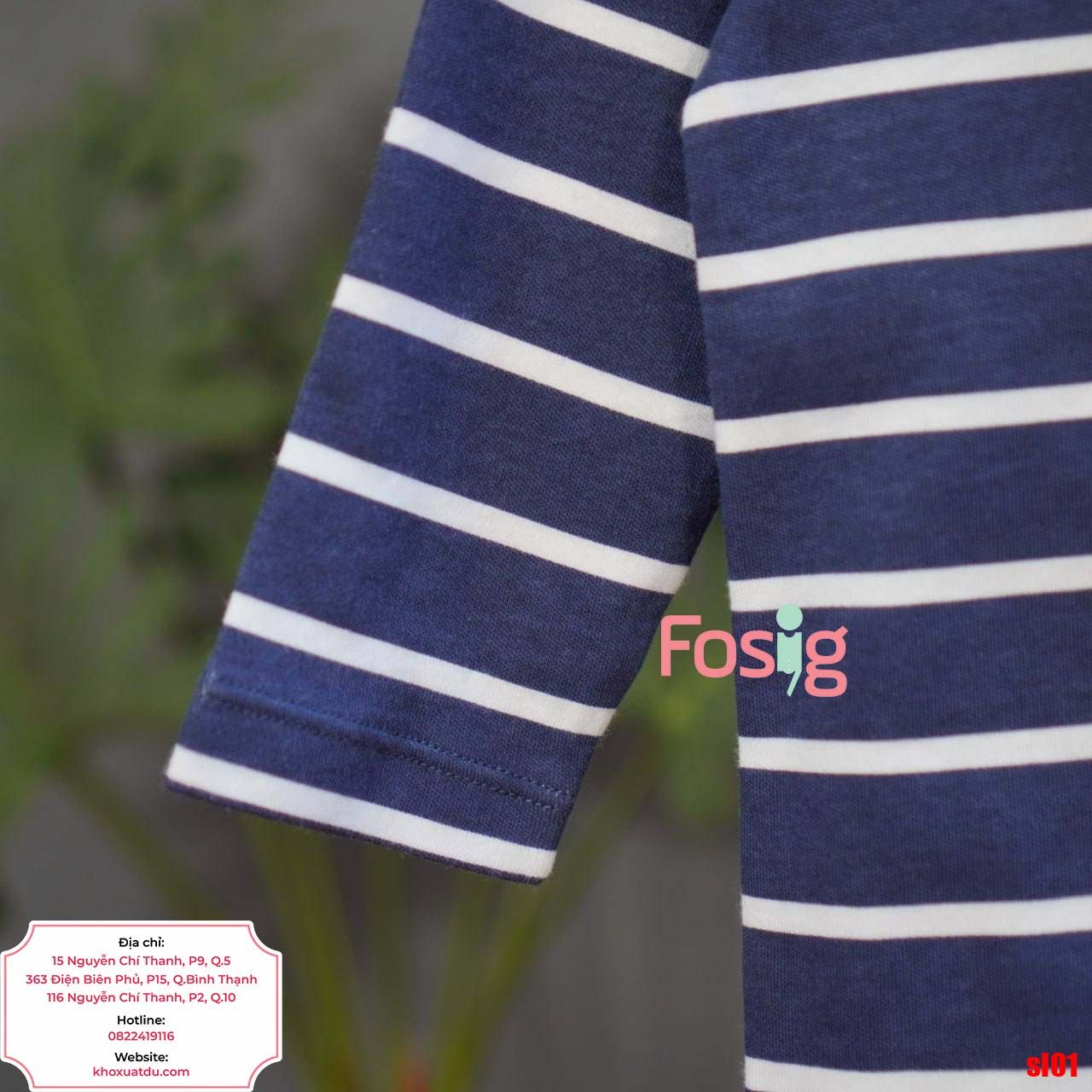  [6m] Sleepsuit Có Vớ Bé Trai - Sọc Navy 