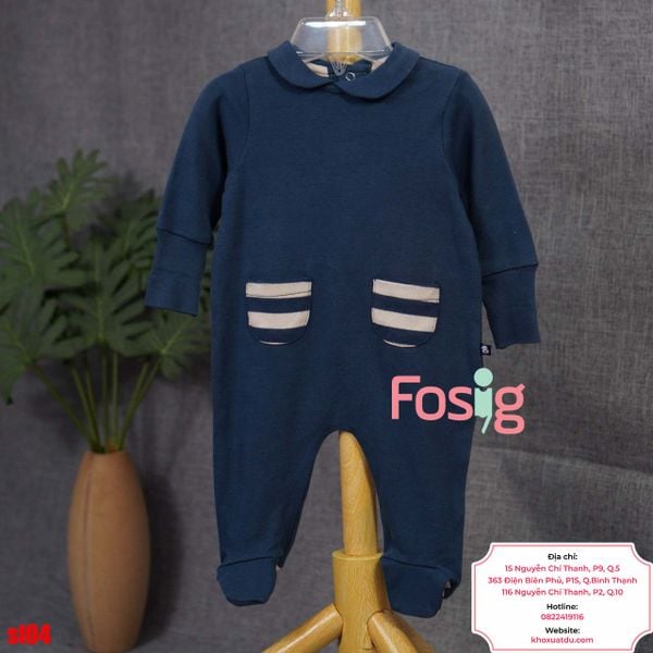  [3m] Sleepsuit Có Vớ Bé Trai - Navy Túi Sọc 