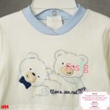  [6-9m] Sleepsuit Có Vớ Bé Trai - Trắng Xanh Gấu 
