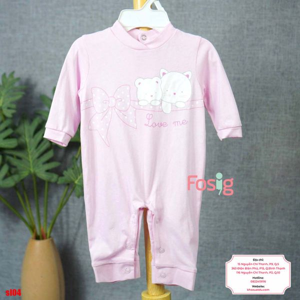  [6m] Sleepsuit Không Vớ Bé Gái - Hồng Gấu Mèo 