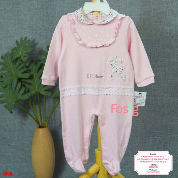  [9m] Sleepsuit Có Vớ Bé Gái - Hồng Nai Hoa 