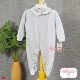  [6m] Sleepsuit Có Vớ Bé Gái - Xám Cổ Trắng Chấm 