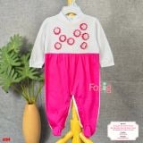  [6m] Sleepsuit Có Vớ Bé Gái - Trắng Hồng Đậm Hoa 