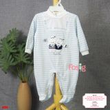  [6m] Sleepsuit Có Vớ Bé Trai - Sọc Xanh Gấu 