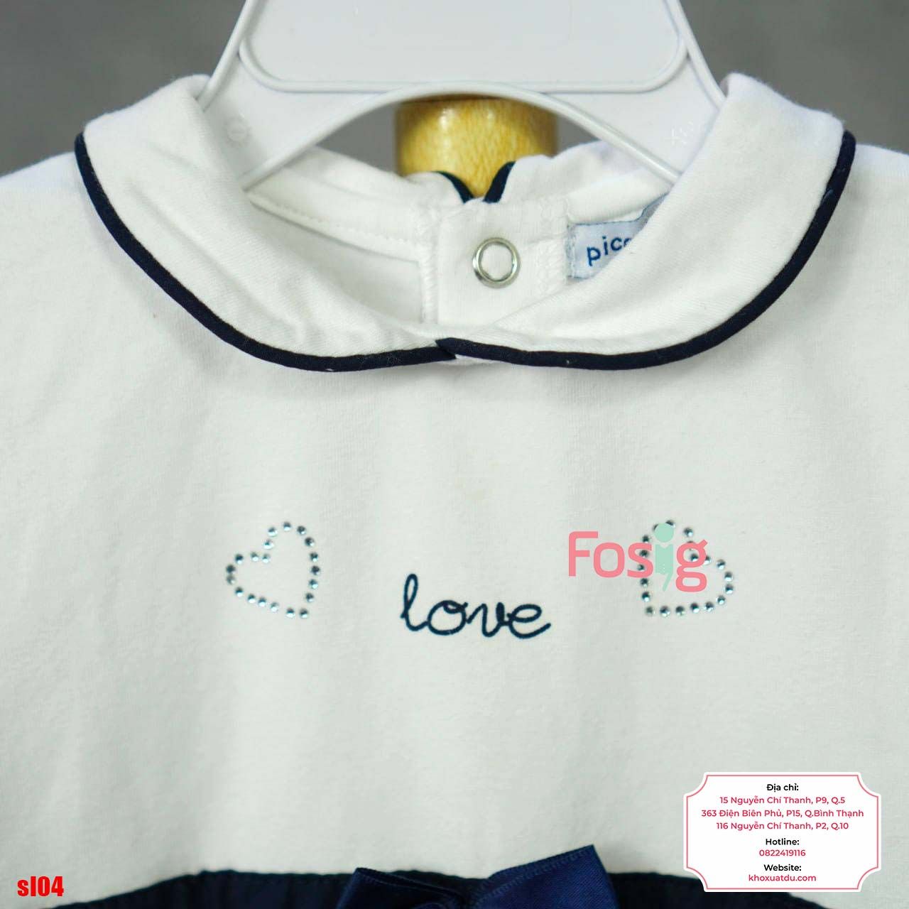  [6m] Sleepsuit Có Vớ Bé Gái - Trắng Sọc Navy Love 