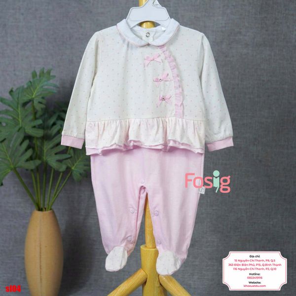  [6m] Sleepsuit Có Vớ Bé Gái - Kem Chấm Hồng 