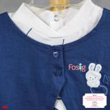  [6m] Sleepsuit Có Vớ Bé Gái - Trắng Navy Thỏ 