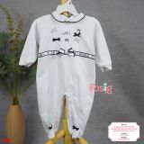  [9m] Sleepsuit Có Vớ Bé Gái - Trắng Nơ Trắng Navy 