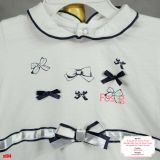  [9m] Sleepsuit Có Vớ Bé Gái - Trắng Nơ Trắng Navy 