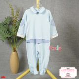  [9m] Sleepsuit Có Vớ Bé Unisex - Xanh Trời Caro 