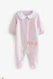  [5-10kg ; 14-16kg] Sleepsuit Nỉ Có Vớ Cúc Bấm Bé Gái NXT - Tím Thỏ 