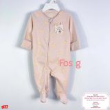  [3-6m] Sleepsuit Có Vớ Khóa Kéo Bé Trai NXT - Kem Xám Gấu 