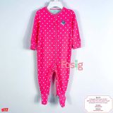  [3m] Sleepsuit Có Vớ Cúc Bấm Bé Gái NXT - Hồng Chấm Bướm 