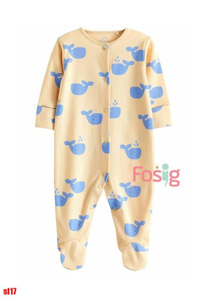  [3-9m] Sleepsuit Có Vớ Cúc Bấm Bé Trai NXT - Kem Cá Voi 