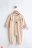  [13-14kg] Sleepsuit Nỉ Có Vớ Cúc Bấm Bé Trai NXT - Sọc Nâu Gấu 