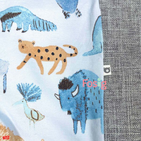  [3-6m] Sleepsuit Có Vớ Cúc Bấm Bé Trai NXT - Xanh Muôn Thú 