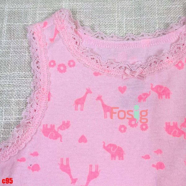  3m - 6m ; 24m Bodysuit Sát Nách Bé Gái Cter50 - Hồng Thú Hồng 